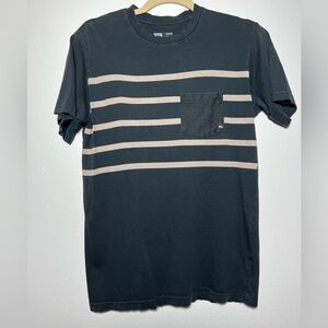 Quicksilver Black Short sleeve shirt with front pocket and cream stripe detail S